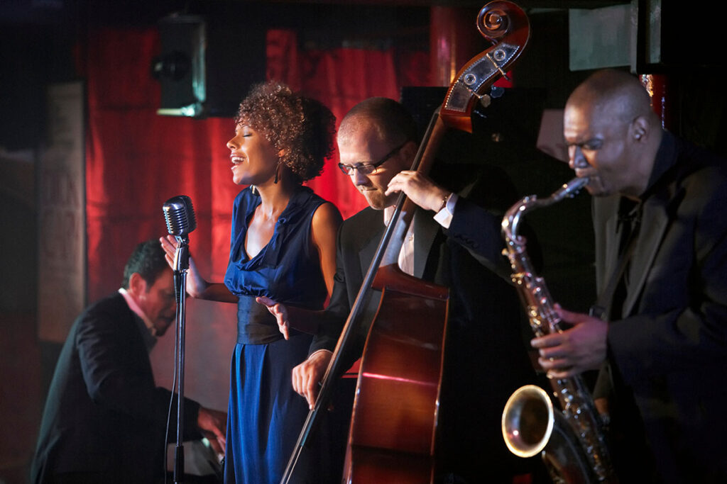 jazz folk band performing on stage